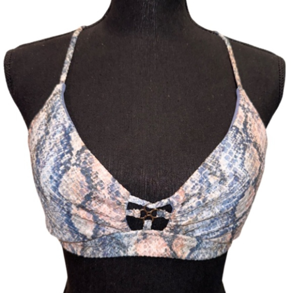Isabella Rose Bikini Top Piton Baby Blue Salmon Accents M
